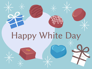 ホワイトデー　イラスト背景素材　チョコとギフトボックス