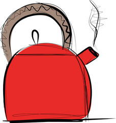Sketch of water boiler kitchen kettle