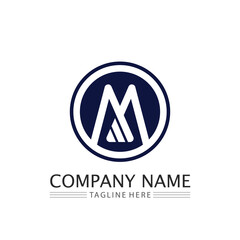 M Letter  and font Logo Template symbol and design logo identity 