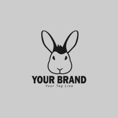 Vector illustration of bunny rabbit logo line art style simple design black outline