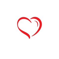Red heart shape outline symbol of love