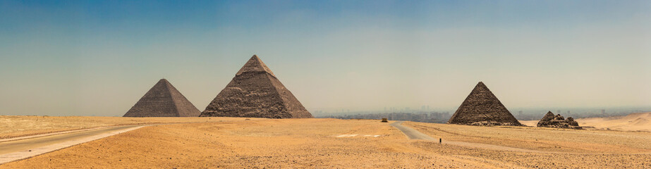 Fototapeta na wymiar Panorama of The Great Pyramids of Giza
