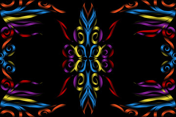 colourful caleidoscope classic gradient flower art pattern of traditional tenun batik ethnic dayak ornament for wallpaper ads background sticker or clothing