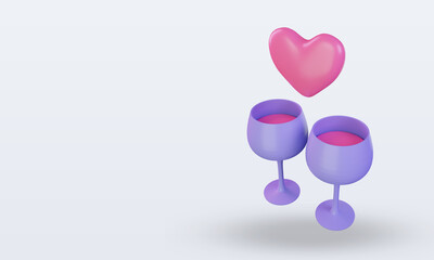 3d Valentine day drink Love icon rendering right view