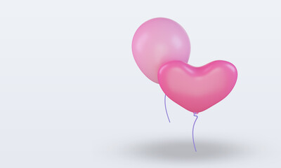 Fototapeta na wymiar 3d Valentine day Balloon icon rendering Top view