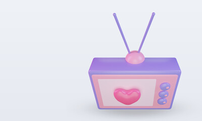 3d Valentine day Tv icon rendering Top view