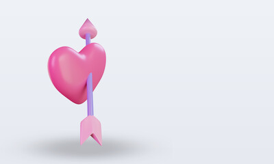 3d Valentine day Heart icon rendering left view