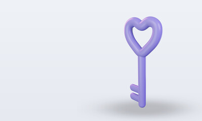 3d Valentine day Key love icon rendering right view