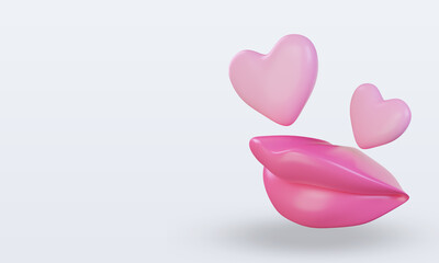 3d Valentine day Lips Love icon rendering right view