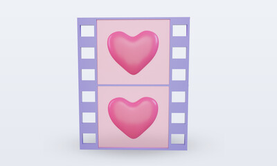 3d Valentine day Movie Love icon rendering front view