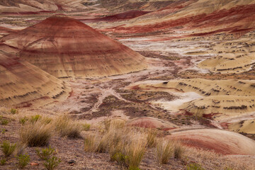 Landscape of Painted Hills, a unit of the John Day Fossil Beds National Monument located in Wheeler County, Oregon
