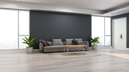 office wooden lobby waiting room for company wall logo mockup