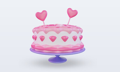 3d Valentine day Cake icon rendering front view