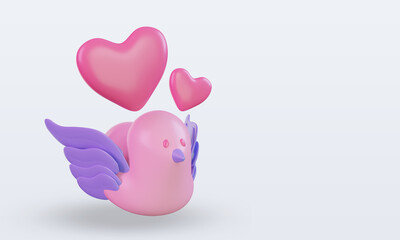 3d Valentine day Peace bird icon rendering left view