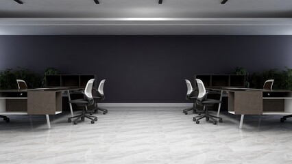 office area with blank wall 3d design interior