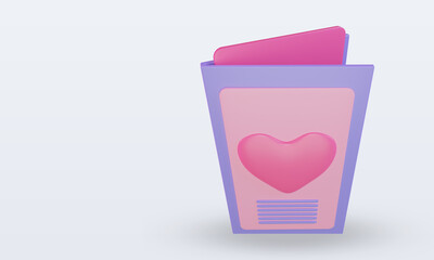 3d Valentine day Card icon rendering Top view