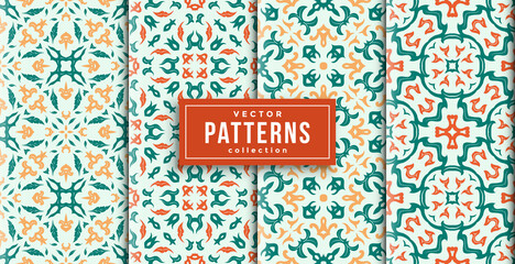 pattern three colors set of four. seamless batik style background ready to print