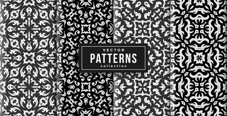 pattern two colors set of four. seamless batik style background ready to print
