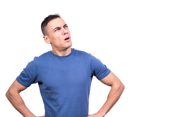 Obraz premium Portrait of a man looking aside with expression of doubt