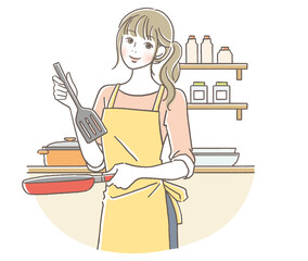 料理する笑顔の女性 © mai