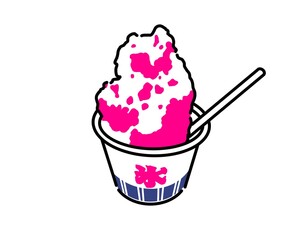 夏の冷たい苺のかき氷