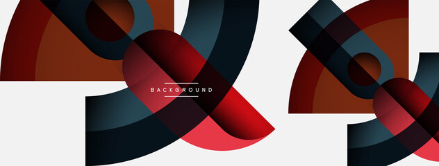 Geometric abstract background. Round shapes, circles, lines composition for wallpaper banner background or landing page