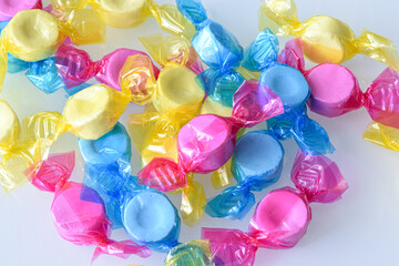Japanese Ramune Soda Fizzy Candy with Colorful Cellophane Wrapping