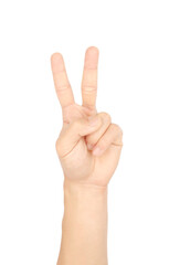 Gesture symbols male hand, isolated white background.
