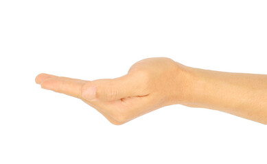 Gesture symbols male hand, isolated white background.
