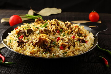 Arabian foods- homemade spicy mutton biryani-  Arabic  cooking recipes.