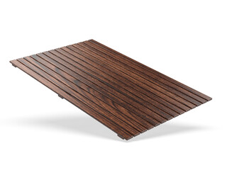 Blank wooden bathroom mat template mockup, 3d render illustration.