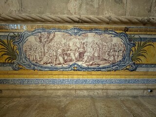 Monastero dos Jeronimos azulejos in Belem Lisboa. Lisbon, Portugal
