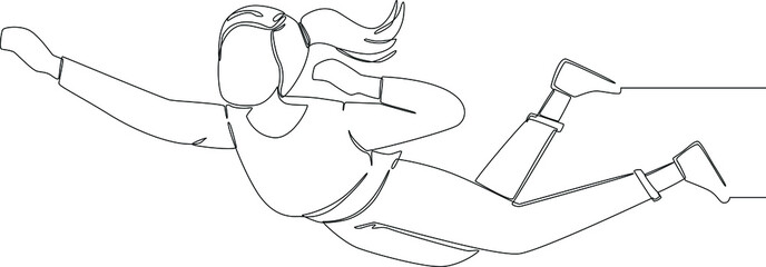 Fototapeta premium Simple continuous line drawing of super mom very spirit for do anything. Vector illustration. Happy free.