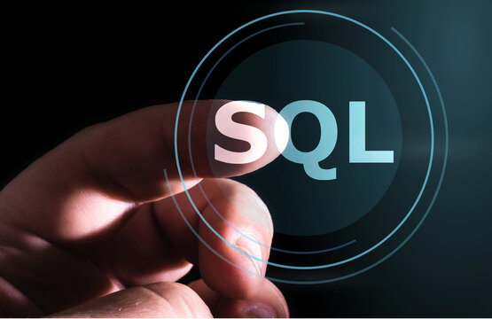 Hand pressing SQL button on virtual screens 