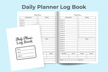 Daily planner log book KDP interior. Daily routine planner notebook. Daily planner journal template. Work schedule template. KDP interior notebook. Daily schedule journal KDP interior. Task log book.