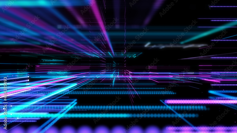 Poster digital cyberspace with particles. techology background