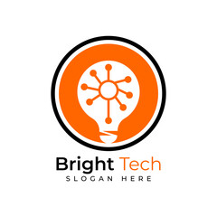 Bulb Idea Tech Logo Vector Icon Illustration