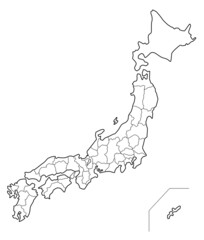 日本地図（白地図）県境線あり