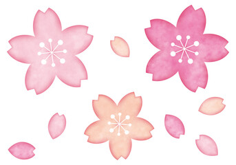 水彩風 桜のモチーフセット