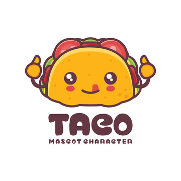 vector taco cartoon mascot, suitable for, logos, prints, stickers, etc
