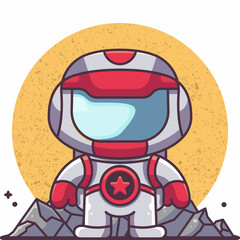 CUTE ASTRONAUT CYBORG WITH MOON BACKGROUND