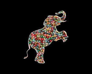 Elephant Animal Beads Icon Logo Handmade Embroidery illustration