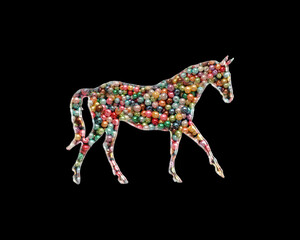Horse Animal Beads Icon Logo Handmade Embroidery illustration