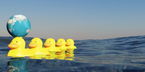 Duck on the sea and the earth © yhhh