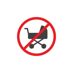 No baby carriage sign vector icon