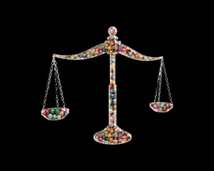 Scale Balance Justice law Beads Icon Logo Handmade Embroidery illustration