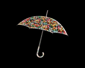 Umbrella Beads Icon Logo Handmade Embroidery illustration