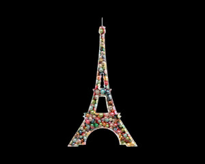 Fototapeta na wymiar Eiffel Tower Paris, France Beads Icon Logo Handmade Embroidery illustration