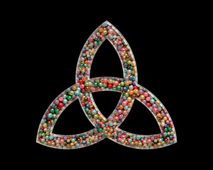 Trinity Knot, triquetra Beads Icon Logo Handmade Embroidery illustration
