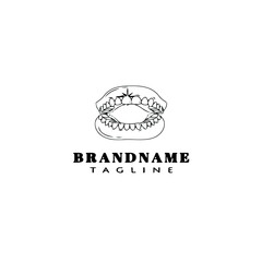 teeth logo cartoon icon design template black isolated vector illustration
